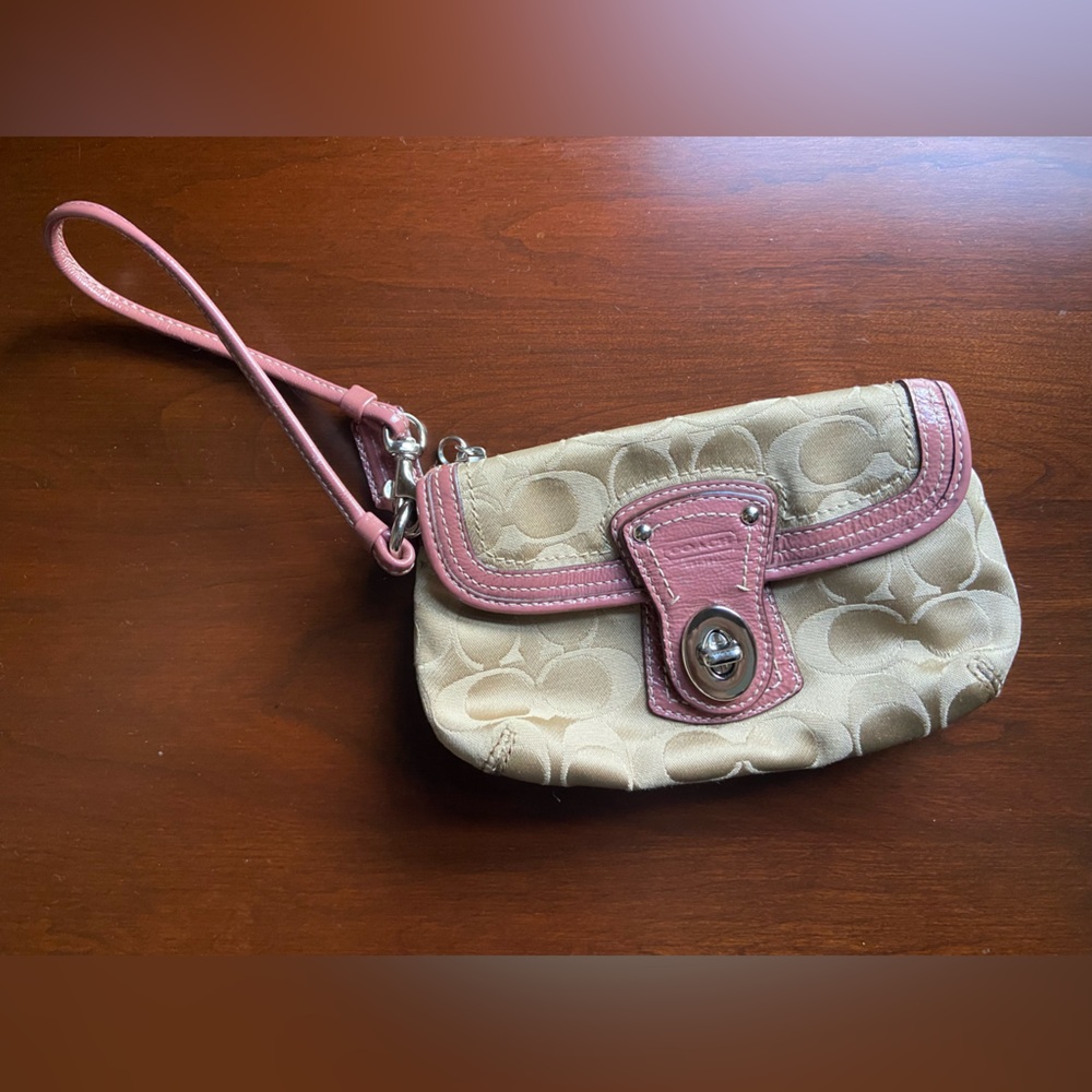 Coach Pink and Beige Wristlet
